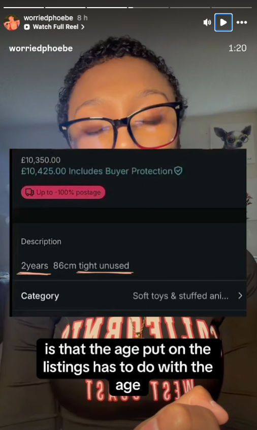 Screenshot of alleged listing from Vinted