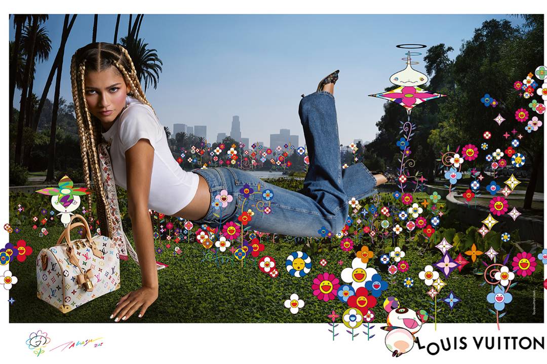 Louis Vuitton x Murakami, campagnebeeld met Zendaya in de hoofdrol.