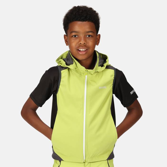 Kids Water Repellent Acidity Lightweight Gilet Green Algae Seal Grey | Regatta