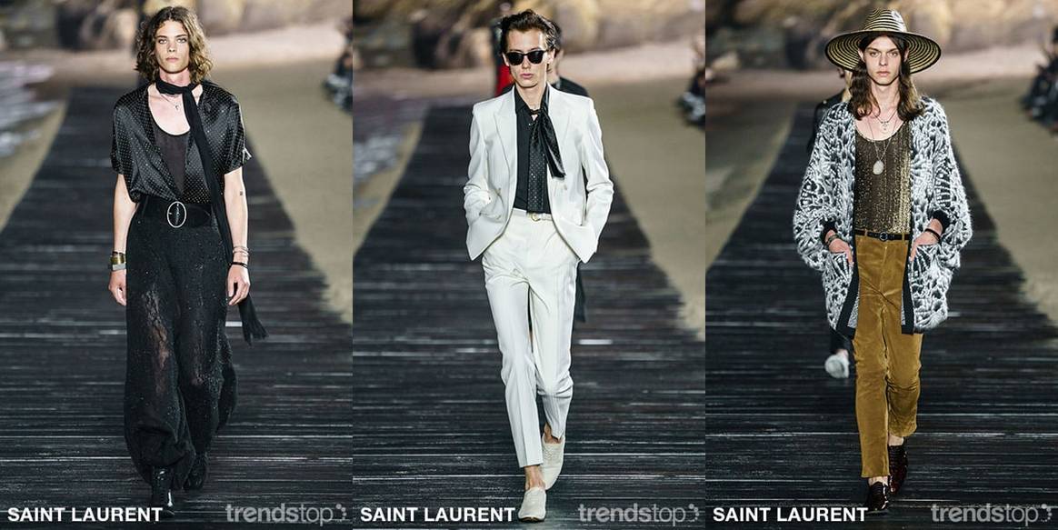 Beelden via Trendstop, van links naar rechts: Saint Laurent, allen Voorjaar/Zomer 2020.