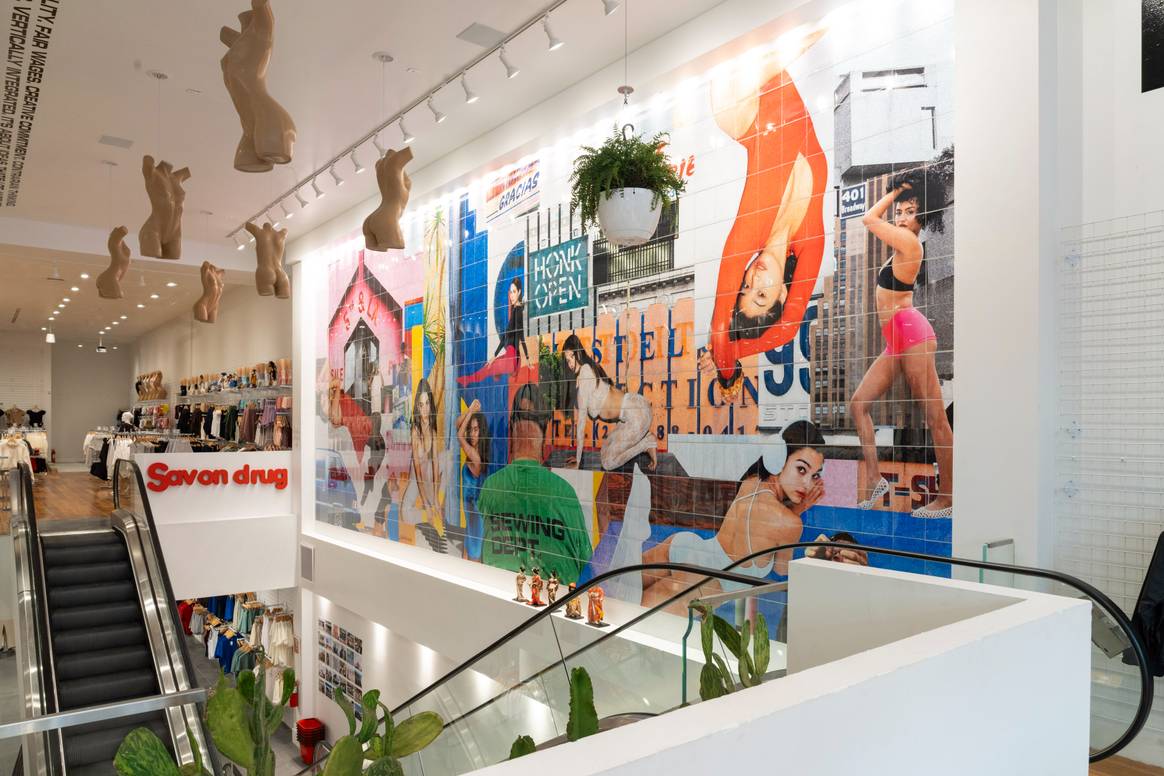 Interior of Los Angeles Apparel debut NYC flagship store