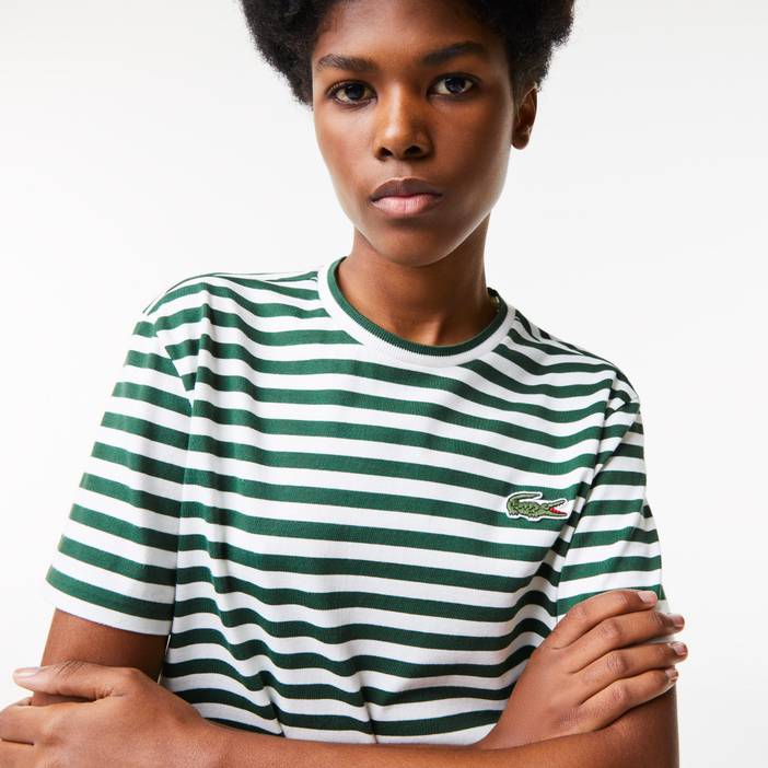 Damen Lacoste T-Shirt aus gestreiftem Baumwolljersey | Lacoste