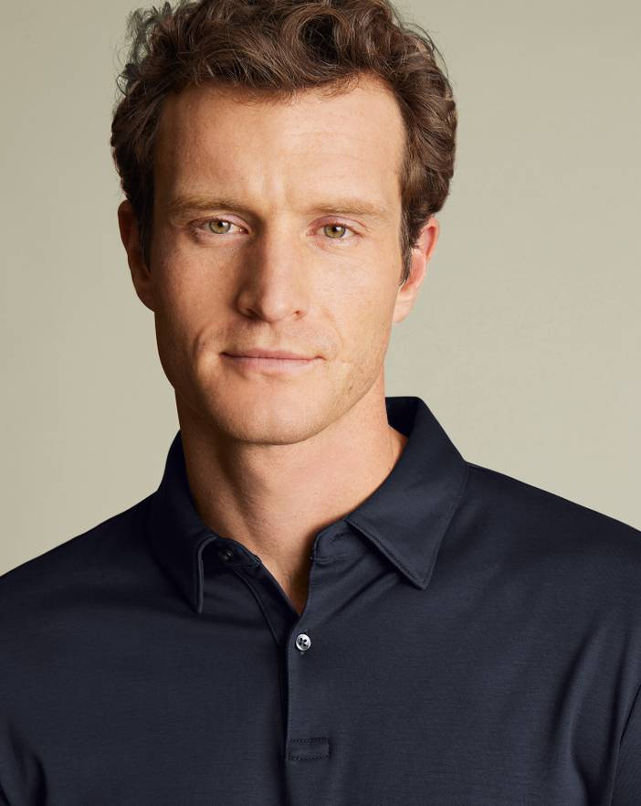 Men's Charles Tyrwhitt Long Sleeve Smart Jersey Polo Shirt | Charles Tyrwhitt
