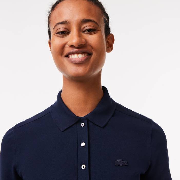Slim Fit Damen Lacoste Poloshirt aus Stretch-Baumwoll-Piqué | Lacoste