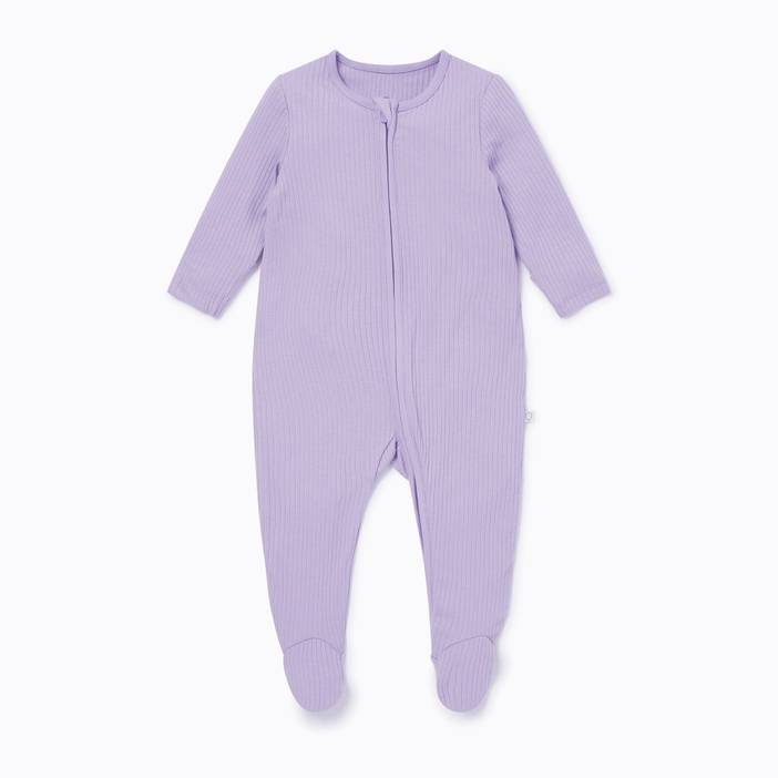 Lilac Ribbed Clever Baby Zip Baby Sleepsuit | Mori