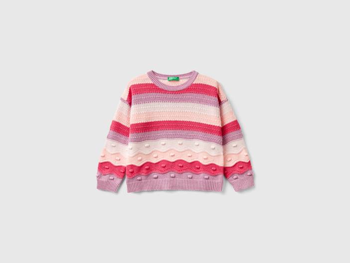 Benetton, Gestreifter Pulli Aus Recycelter Baumwollmischung, größe 82, Bunt, female | United Colors of Benetton