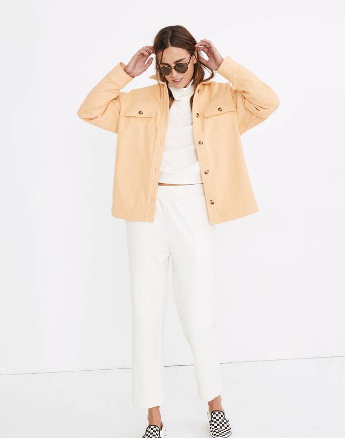 Brushed Herringbone Knit Shirt Jacket | Madewell