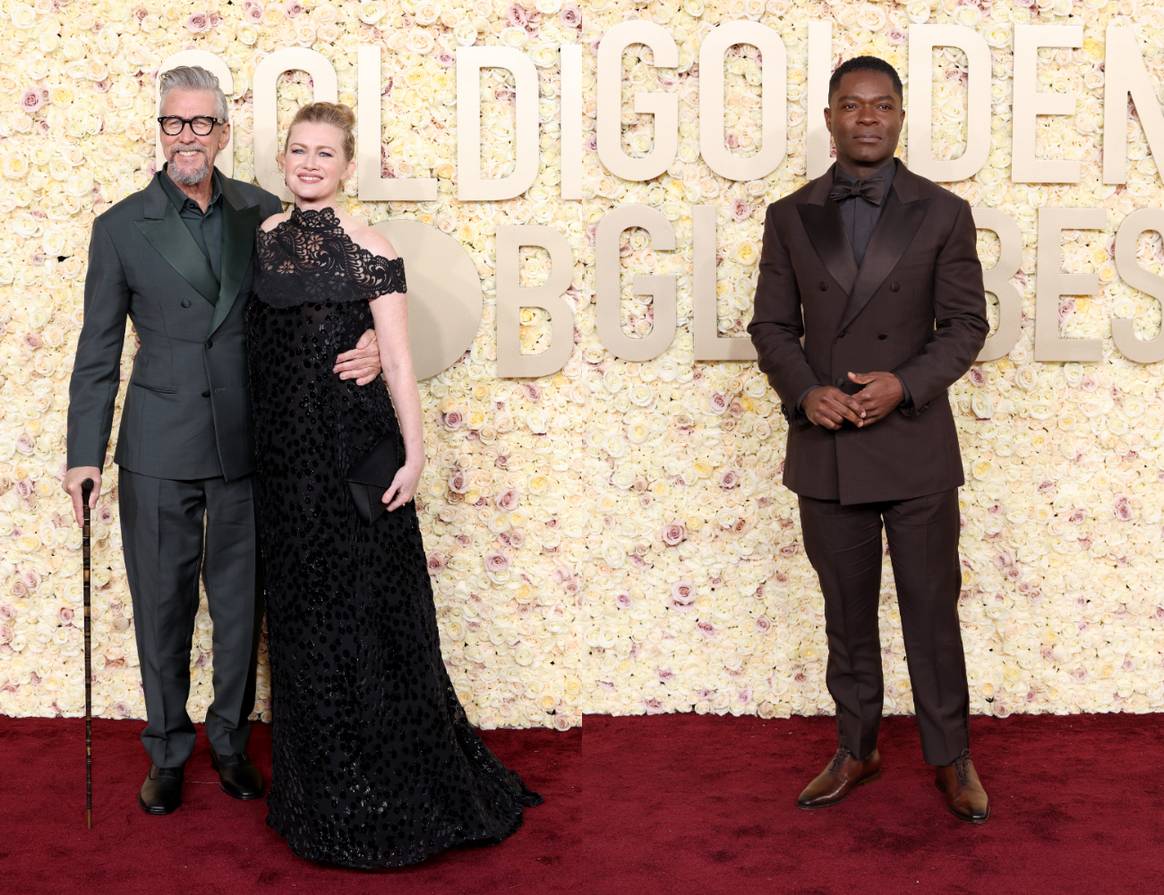 Alan Ruck and David Oyelowo wearing Berluti at the Golden Globes 2024.