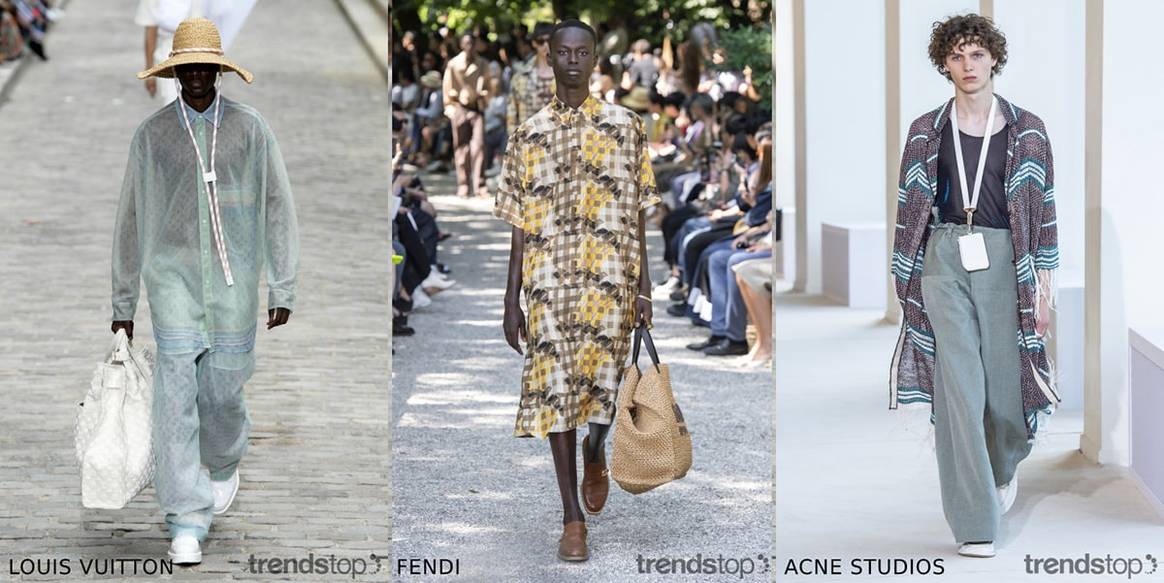 Beelden via Trendstop, van links naar rechts: Louis Vuitton,
Fendi, Acne Studios, allen Voorjaar Zomer 2020.