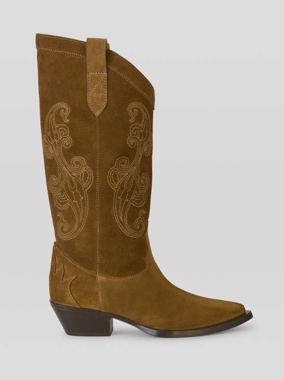 Stiefel Aus Veloursleder Mit Paisley-stickereien | Etro