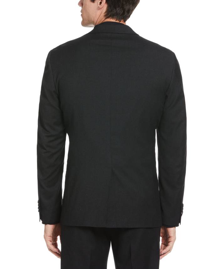 Men's Machine Washable Textured Suit Jacket in Black, Size 42 | Regular, Polyester/Elastane/Viscose, Solid | Perry Ellis