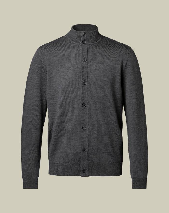Men's Charles Tyrwhitt Merino Button Through Funnel Neck Cardigan | Charles Tyrwhitt