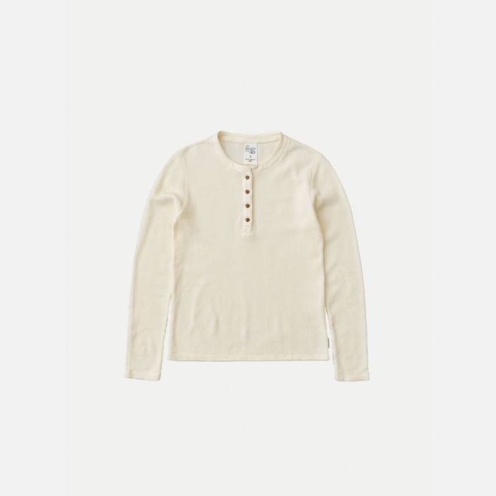 Mira Henley Waffle Egg White Women's Organic T-shirts X Small Sustainable Clothing | Nudie Jeans