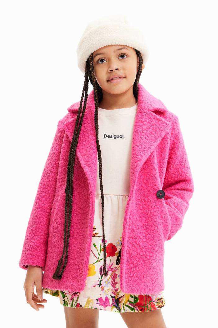 Double-breasted bouclé coat | Desigual