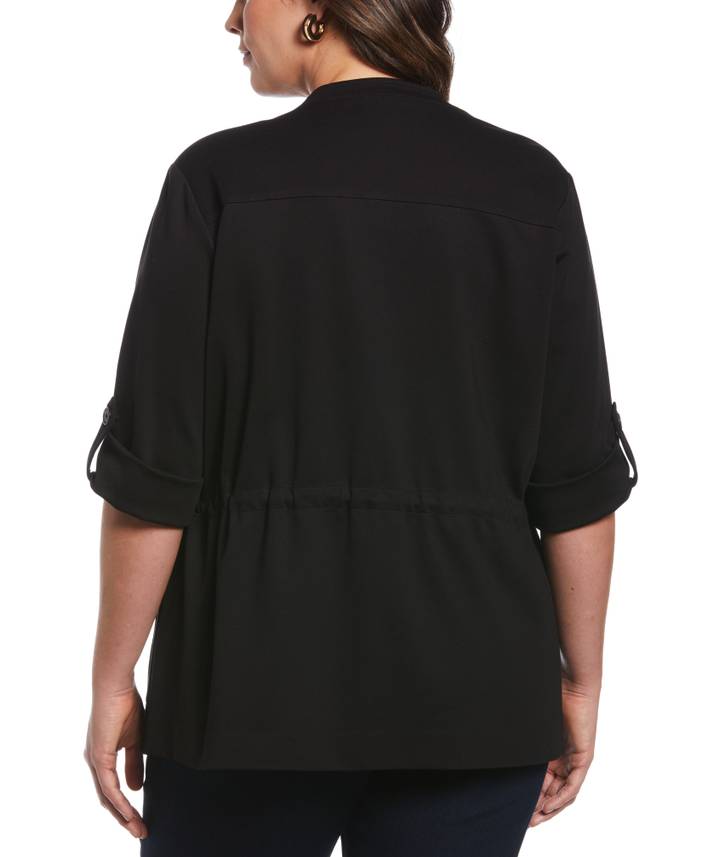 Women's Plus Size Ponte Knit Drape Front Jacket | Rafaella
