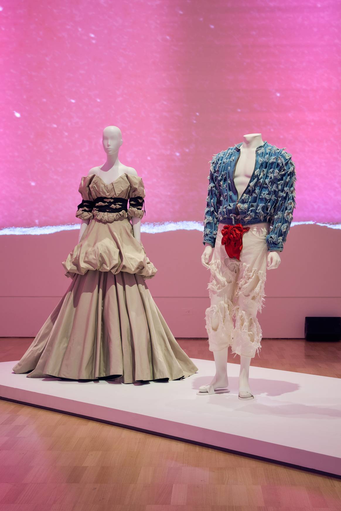 Vivienne Westwood garments on display at Westwood | Kawakubo on display at NGV International