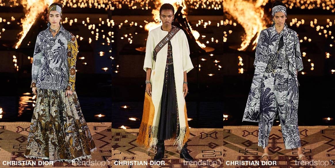 Beelden via Trendstop, van links naar rechts: allen Christian Dior Resort 2020