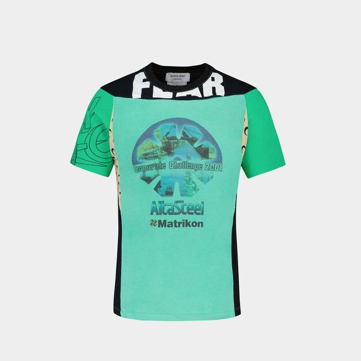 T-Shirt Regenerated Graphic - Marine Serre - Coton - Vert Fluo | Marine Serre