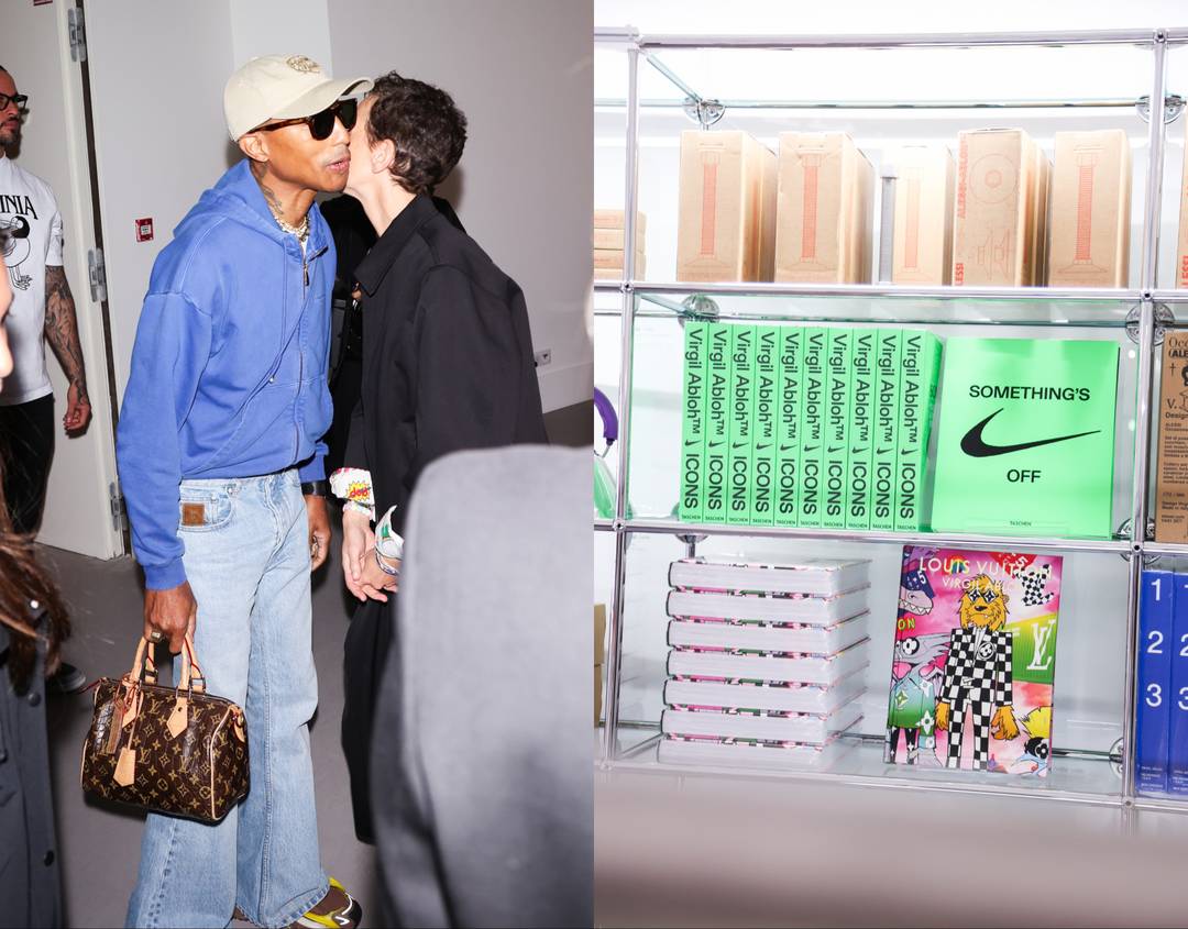 Pharrell Williams et Sarah Andelman à l'exposition Virgil Abloh: The Codes au Grand Palais.