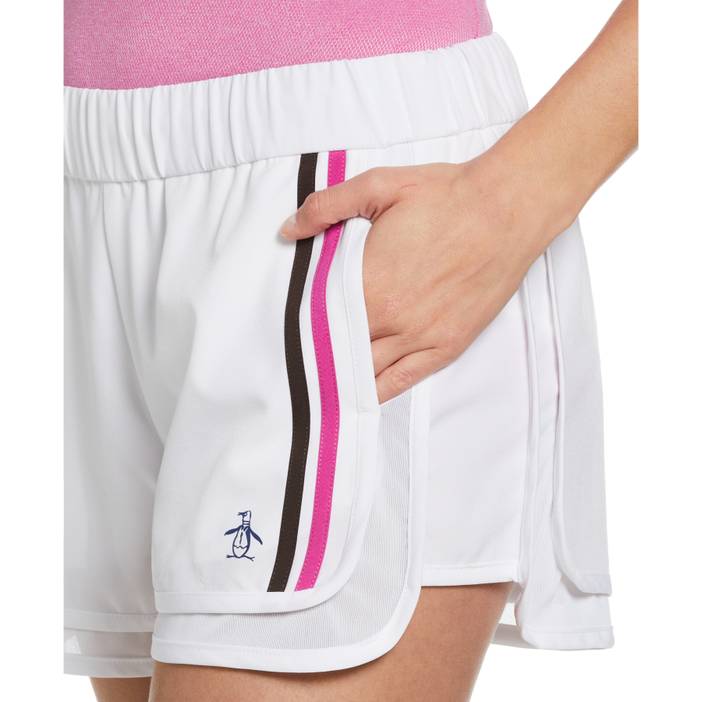Women's Mesh Hem Contrast Stripe Tennis Shorts Top | Original Penguin