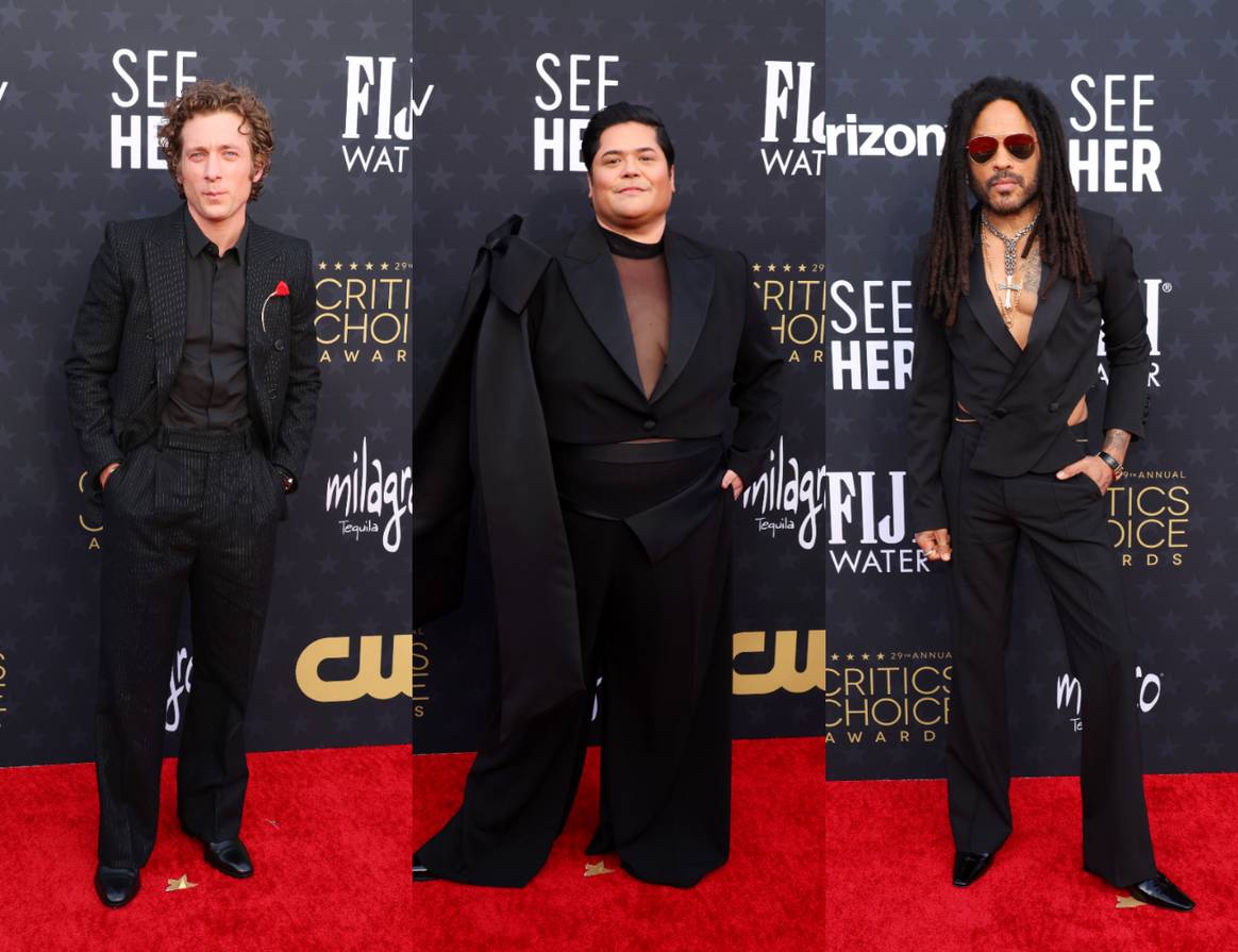 Jeremy Allen White, Harvey Guillen and Lenny Kravitz at The 29th Critics' Choice Awards in Santa Monica, Calif., on Jan. 14.