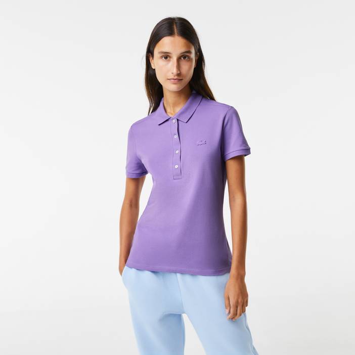 Slim Fit Damen Lacoste Poloshirt aus Stretch-Baumwoll-Piqué | Lacoste