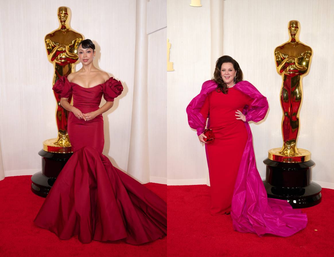 Liza Koshy in Marchesa and Melissa McCarthy in Christian Siriano.