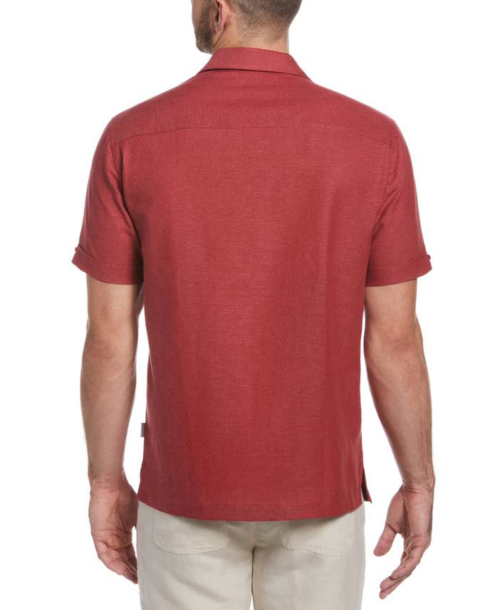 Men's Linen Blend Dobby Camp Collar Short Sleeve Shirt | Cubavera