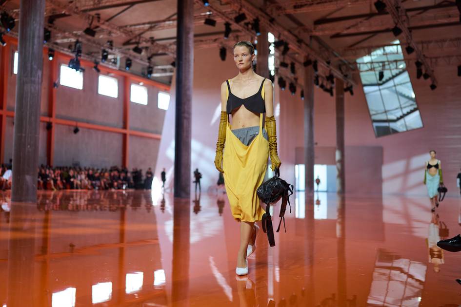 Prada floating silhouette SS26 MFW runway
