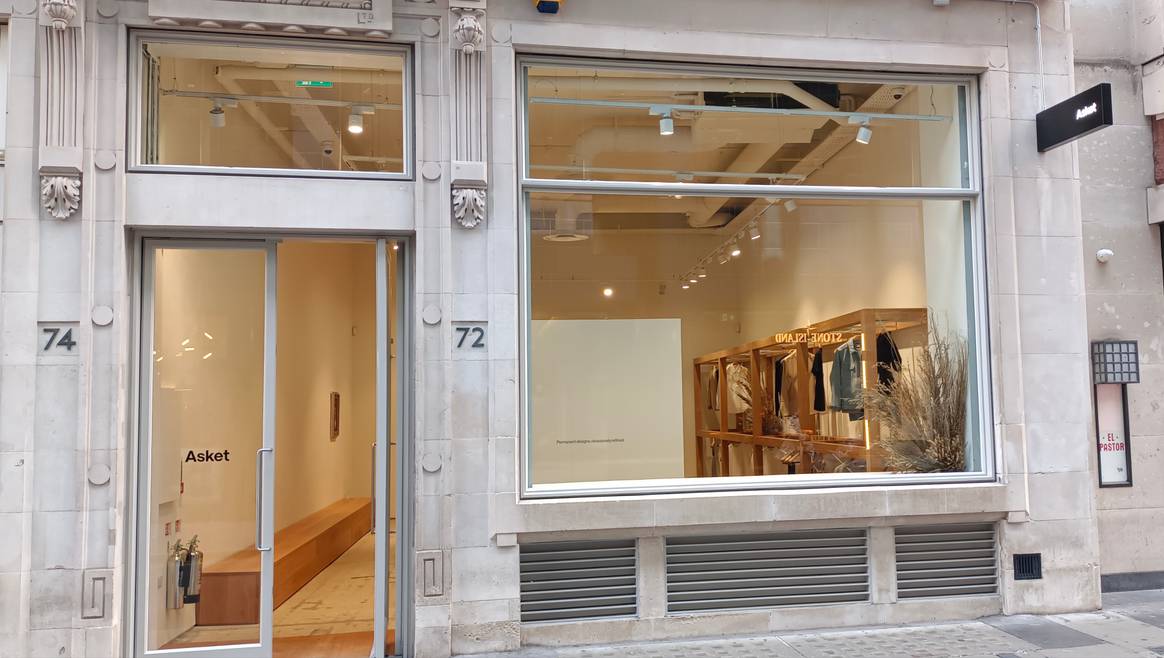 View into the new Asket store in London.
