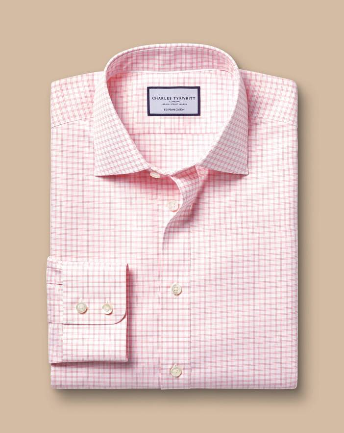 Men's Charles Tyrwhitt Semi-Cutaway Collar Egyptian Twin Checkered Dress Shirt | Charles Tyrwhitt