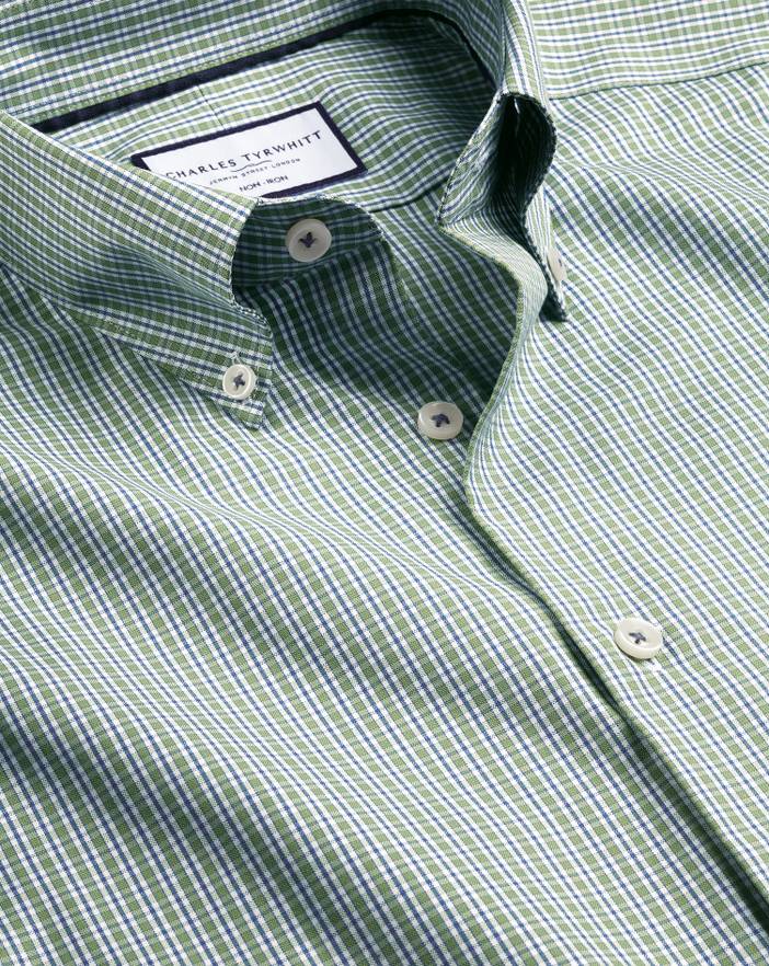 Men's Charles Tyrwhitt Button-Down Collar Non-Iron Checkered Oxford Dress Shirt | Charles Tyrwhitt