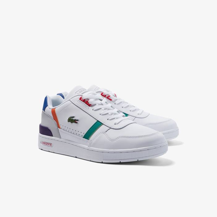 Herren-Sneakers Lacoste T-CLIP aus Leder und Veloursleder mit Color-Pop | Lacoste