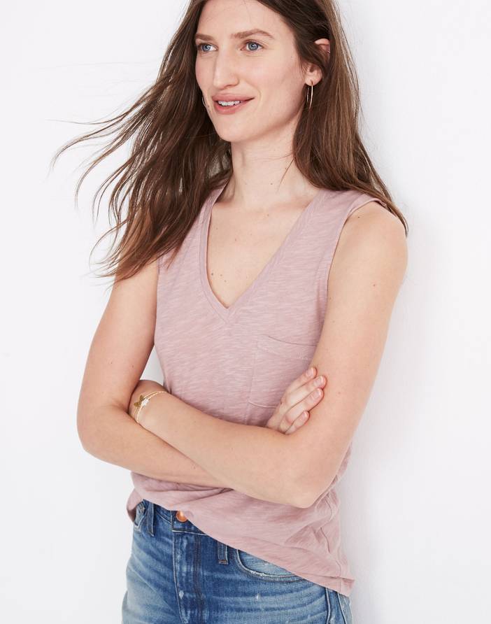 Whisper Cotton V-Neck Pocket Tank | Madewell