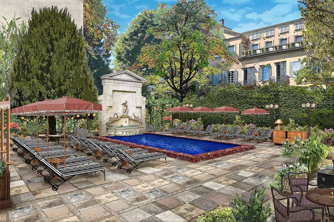 Soho house Milano, il render della piscina