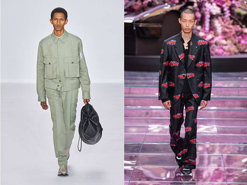 Paul Smith lente/zomer 2020 en Versace lente/zomer 2020. Beeld: Catwalkpictures