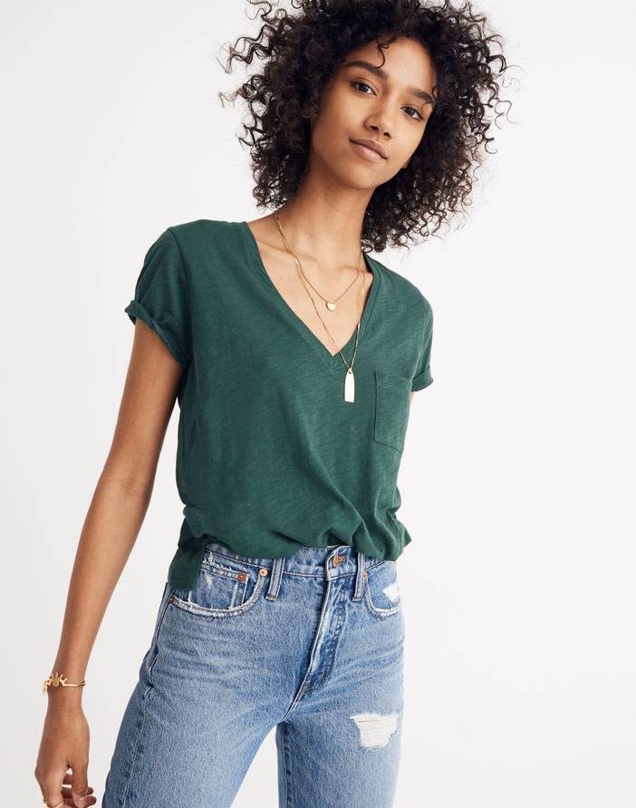 Whisper Cotton V-Neck Pocket Tee | Madewell