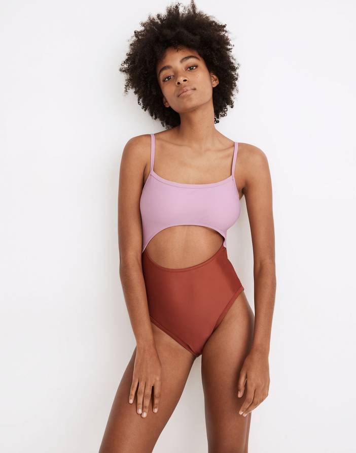 Second Wave Cutout One-Piece Swimsuit in Colorblock | Madewell