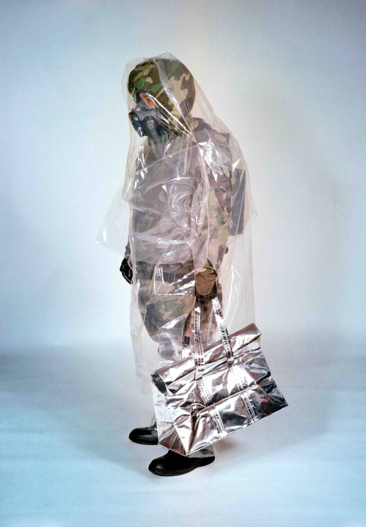 Fashion Army IPL demo 85 2 piece with bag, 1985 2. Fashion Army CEMEL, protective ballistic undergarment (kevlar), 1977 3. Fashion Army CEMEL, 1977