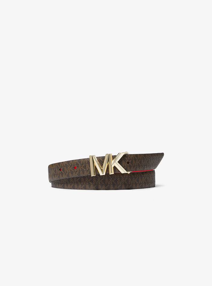 MK Reversible Signature Logo and Crocodile Embossed Leather Waist Belt | Michael Kors