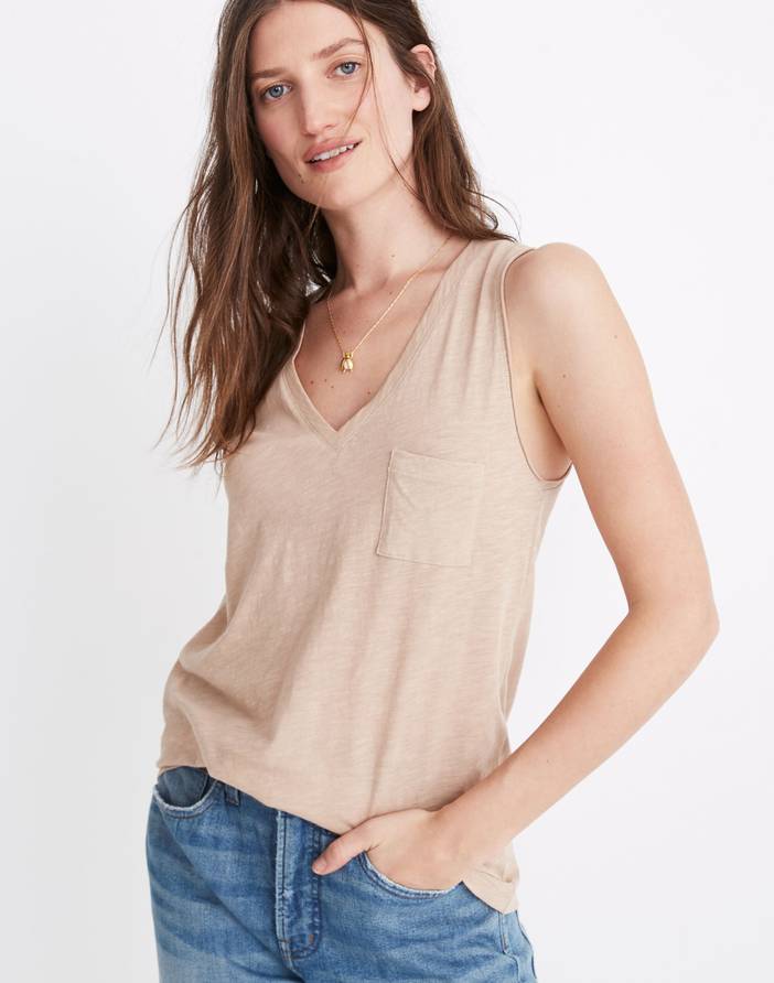 Whisper Cotton V-Neck Pocket Tank | Madewell