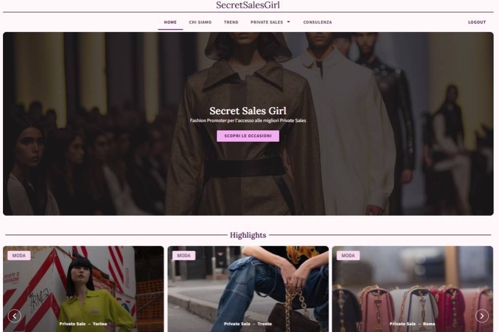 Il sito internet di SecretSalesGirl