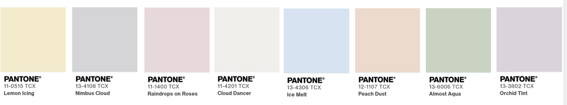 Παλέτα παστέλ χρωμάτων Pantone χρησιμοποιώντας το 'Cloud Dancer'