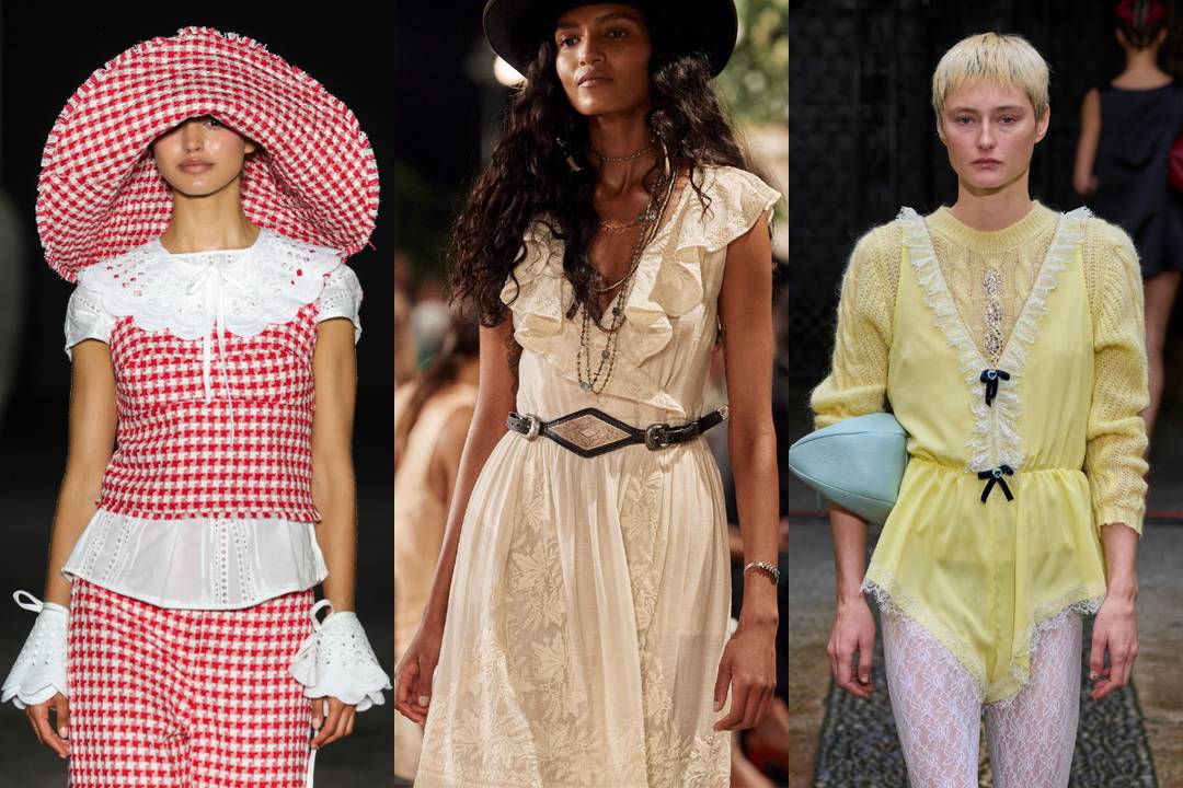 Microtrends of the past. Simorra FW23, Ralph Lauren SS23, and Vivetta FW24.