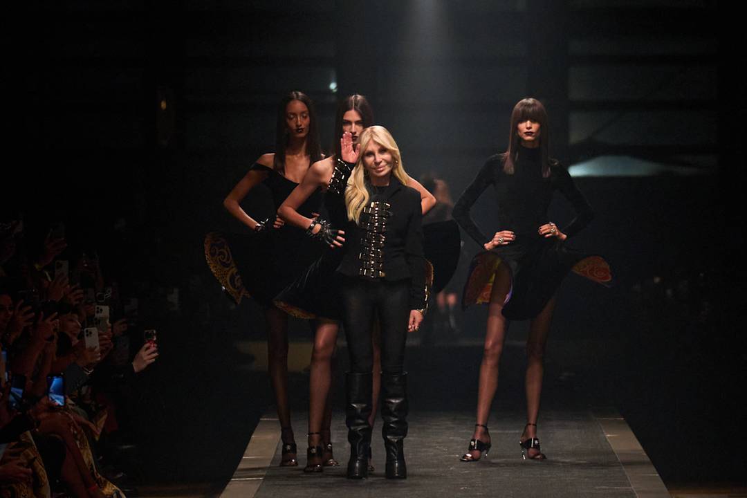 Donatella Versace at the FW25 Versace show.