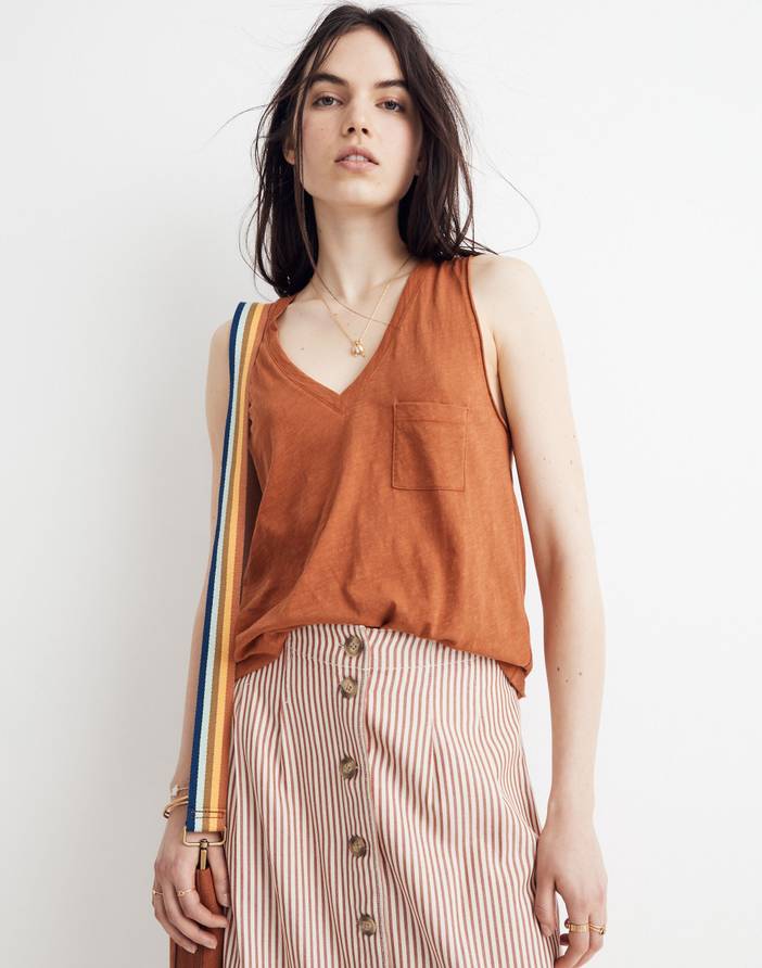 Whisper Cotton V-Neck Pocket Tank | Madewell