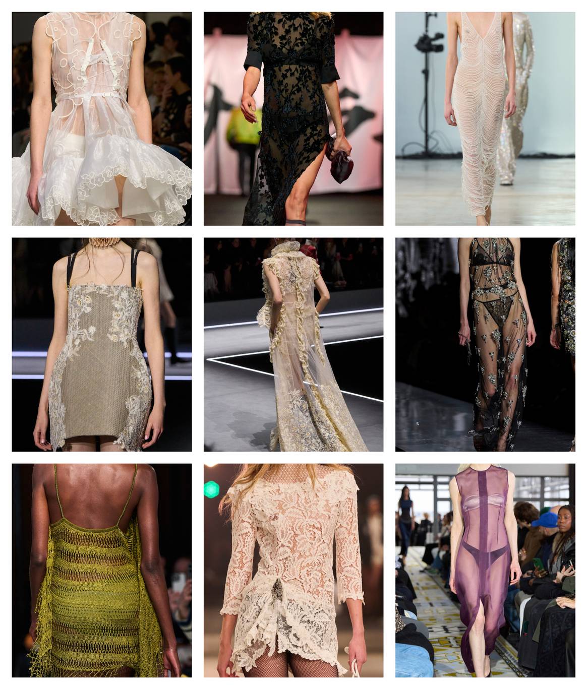 Cecilie Bahnsen FW25 - Rtw, Casablanca FW25 - Rtw, Giuseppe Di Morabito FW25 - Rtw on top.    Middle: Christian Dior FW25 - Rtw 2x, Dolce&Gabbana FW25 -   Rtw Bottom: Christopher Esber FW25 - Rtw Isabel Marant FW25 - Rtw & Burc Akyol FW25