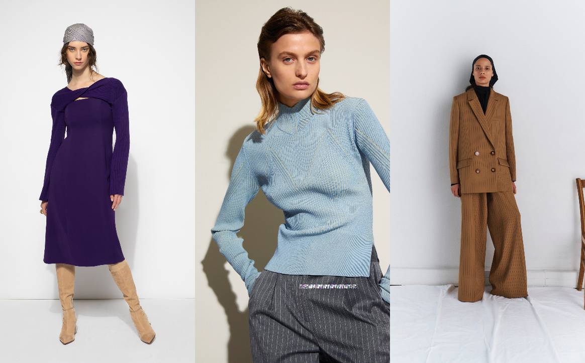 The knits are polished at Adeam AW21 and Aknvas AW21; the suit is oversized at Maison Rabih Kayrouz AW21