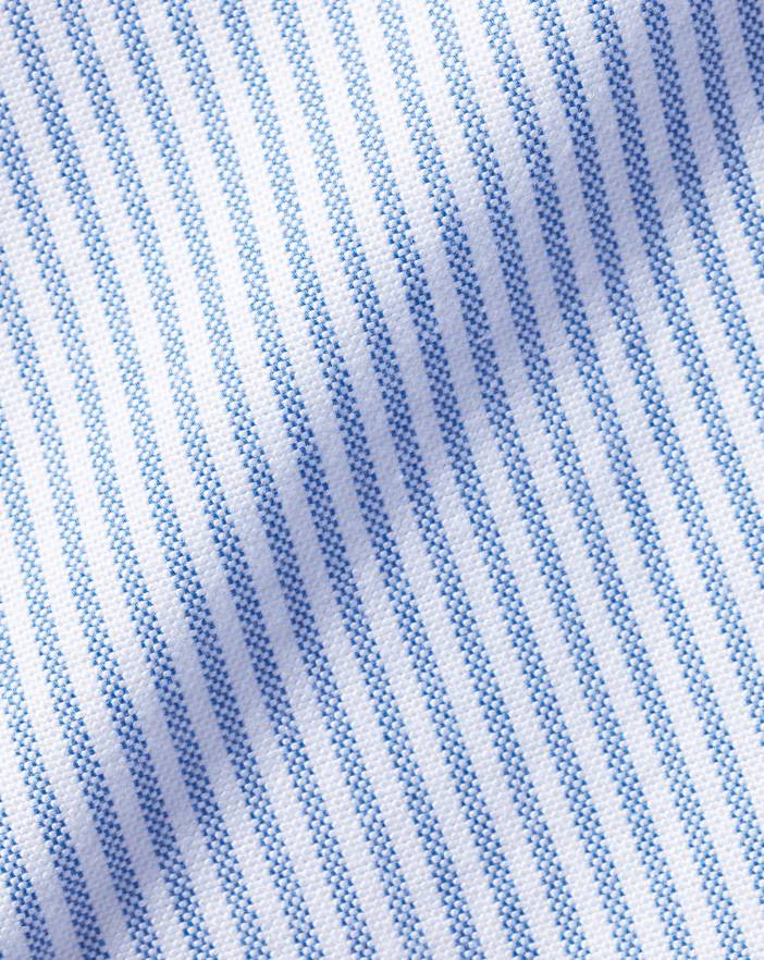 Men's Charles Tyrwhitt Collarless Stretch Washed Oxford Stripe Casual Shirt | Charles Tyrwhitt