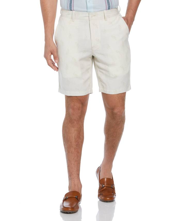 Men's Linen Blend Tropical Leaf Print Shorts | Cubavera